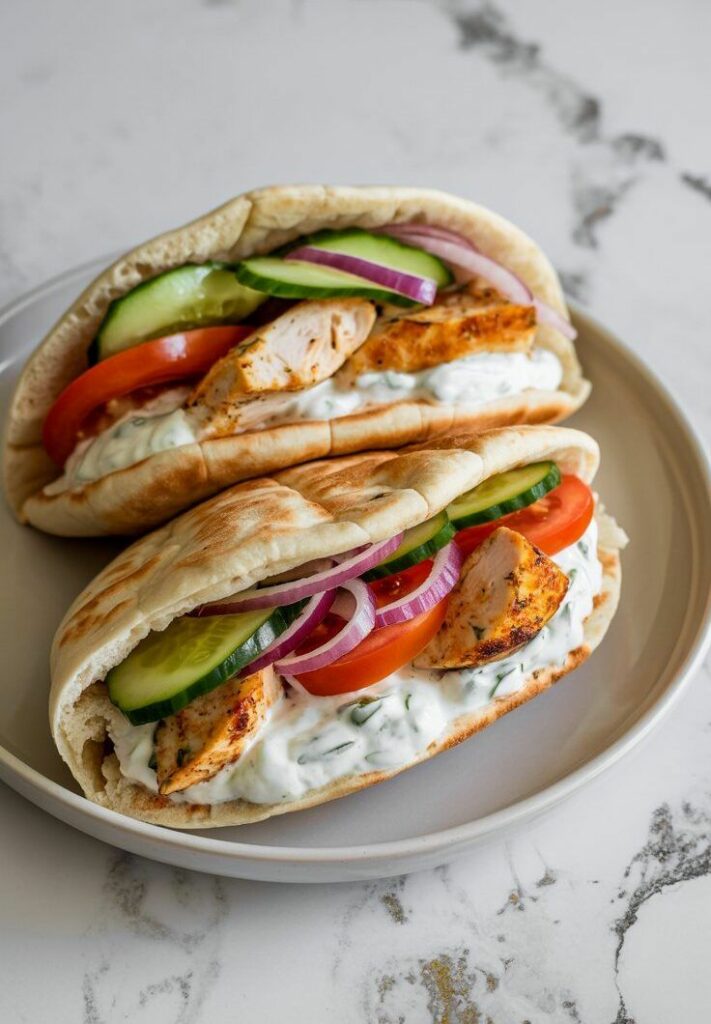 crockpot greek chicken pitas