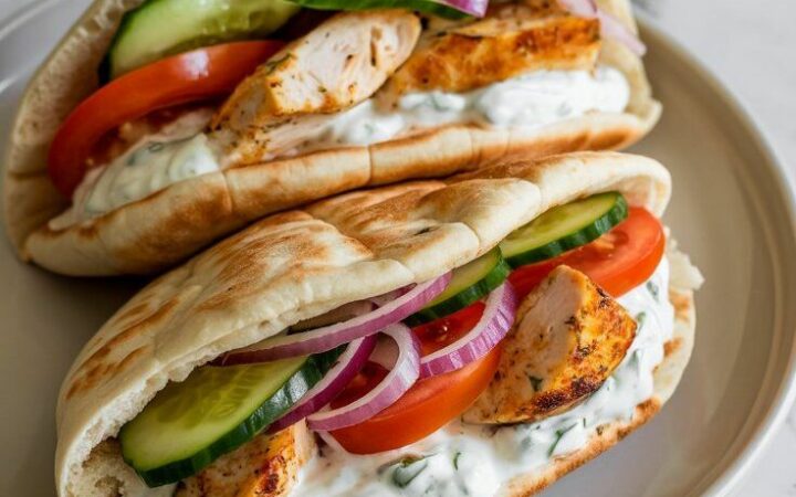crockpot greek chicken pitas