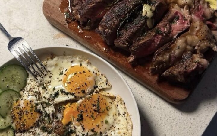 grilled steak and vegetable plate