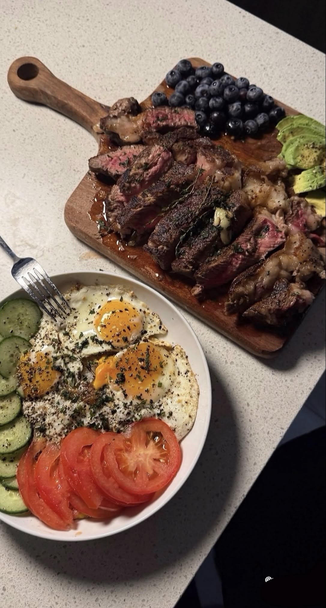 Grilled Steak and Charred Vegetable Plate with Herb Butter
